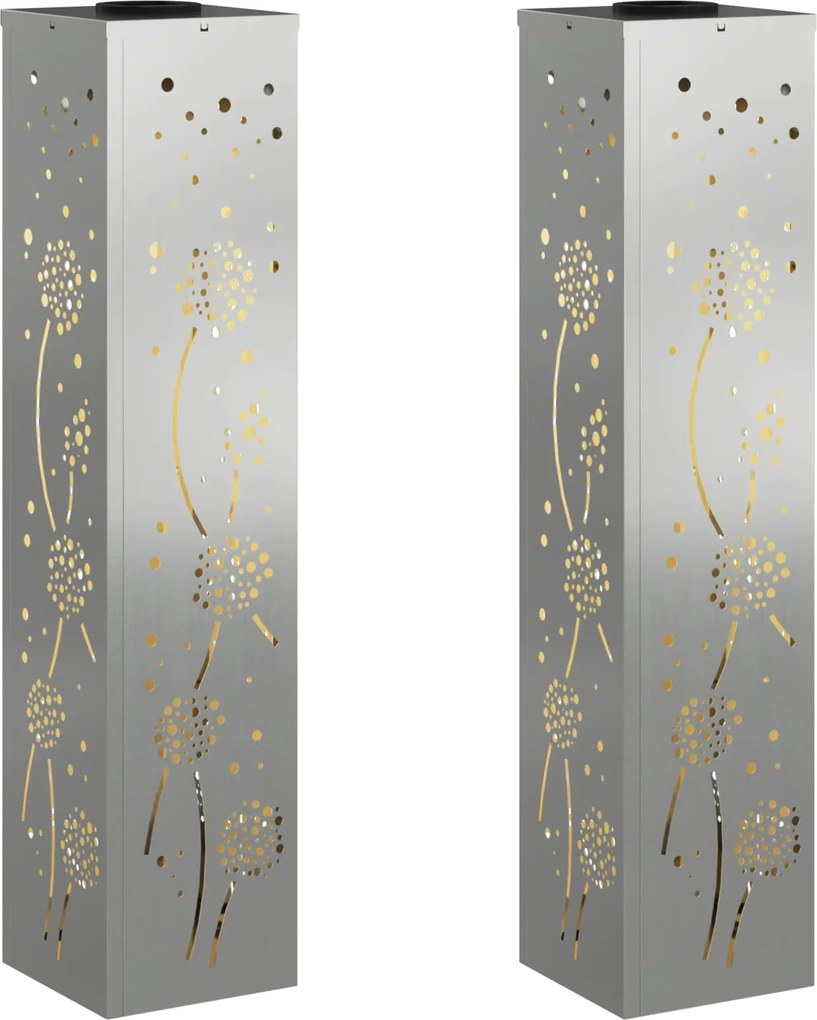 vidaXL Lumină LED Solară pentru Alei 2 pcs Ruginit Galvanizat