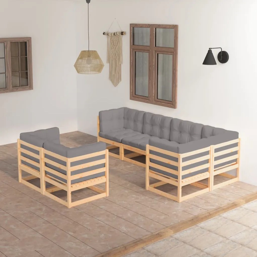 vidaXL Set mobilier de grădină cu perne, 7 piese, lemn masiv de pin