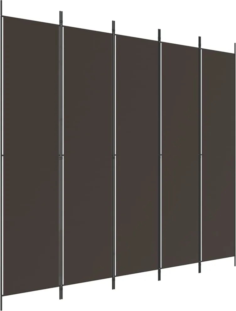 vidaXL Paravan de cameră cu 5 panouri maro 250x220 cm material textil