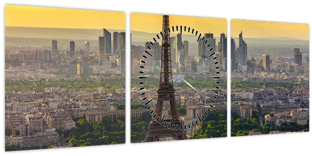 Tablou - Panorama Parisului (cu ceas) (90x30 cm)