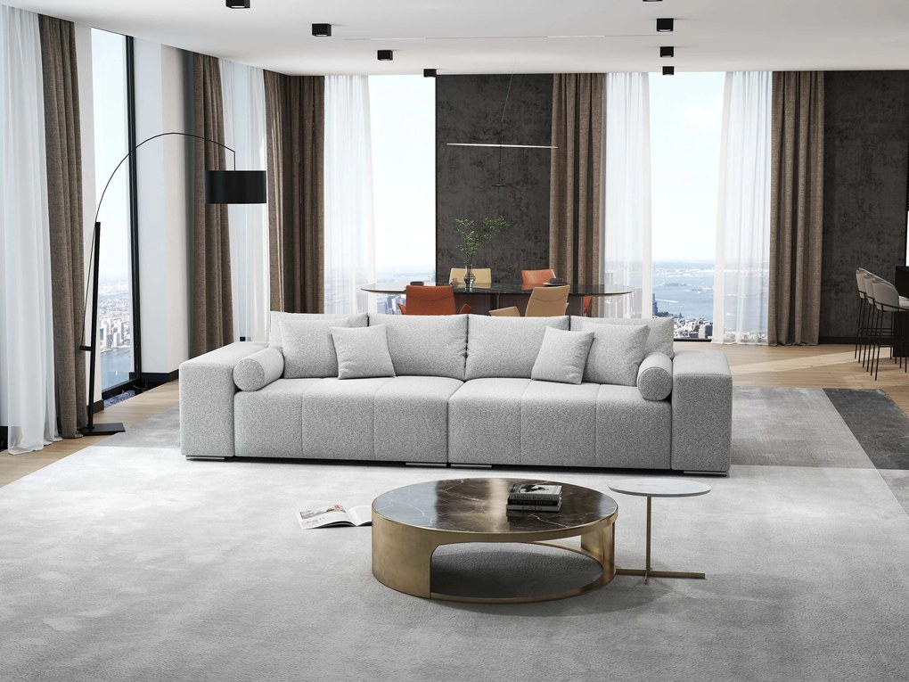 Canapea extensibilă dumonde cu ladă de depozitare si sezut confortabil din spuma high-density, Marbela Enjoy Grey XXL 295x100 cm