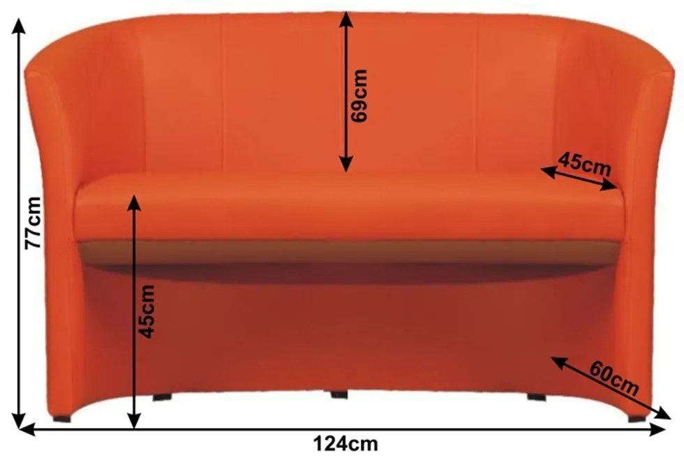 Fotoliu de club dublu, piele ecologica portocalie, CUBA