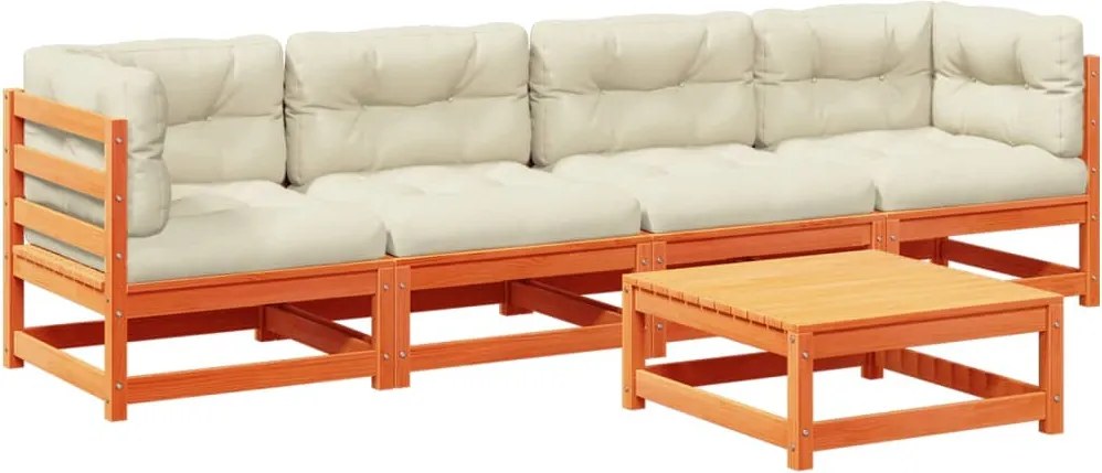 vidaXL Set mobilier de grădină cu perne, 5 piese, lemn masiv de pin