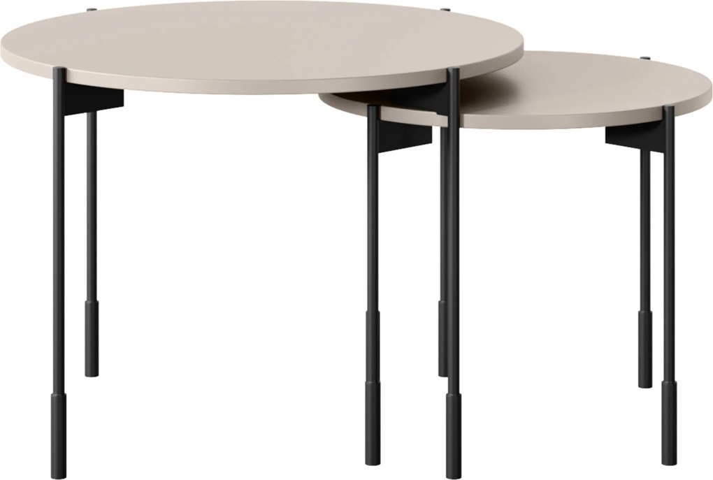 Măsuță de cafea rotundă Sonatia 45 cm cu picioare metalice - cașmir