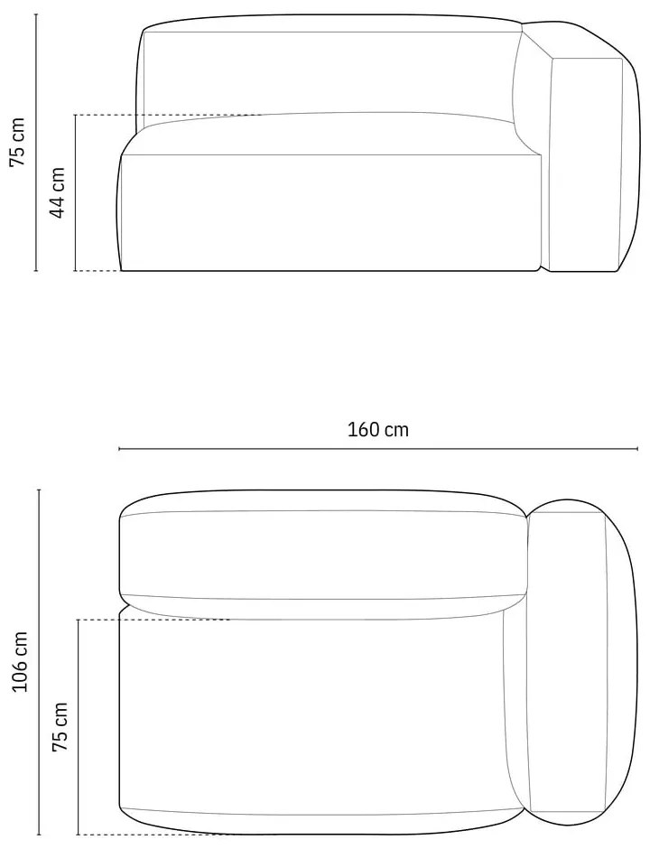 Modul pentru canapea modulară gri deschis (cu colț pe partea dreaptă) Martina – Micadoni Home