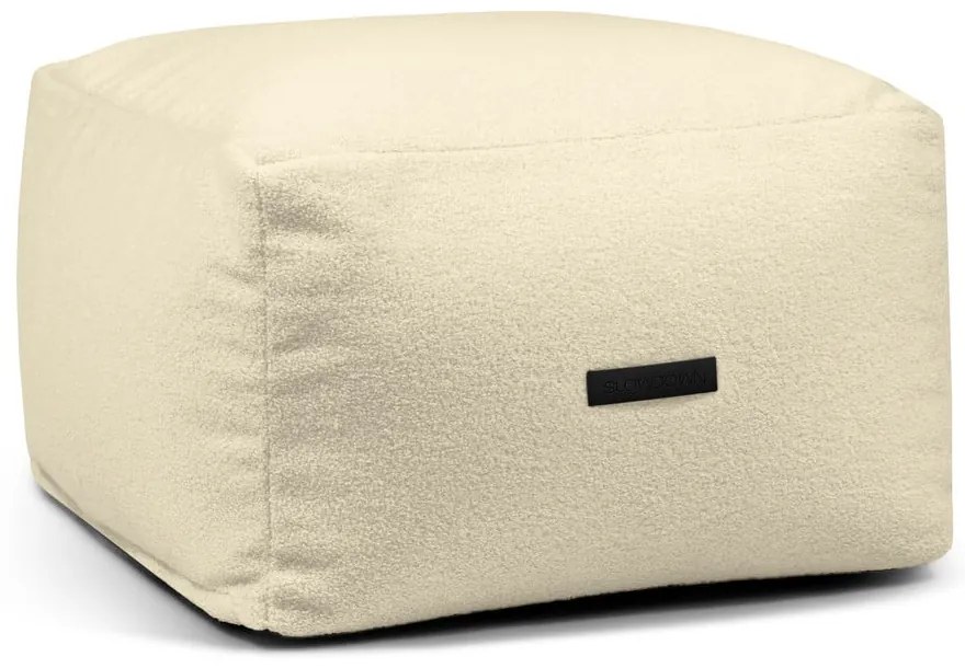 Fotoliu bean bag crem cu tapițerie din țesătură bouclé Softbox MooG – SLOWDOWN