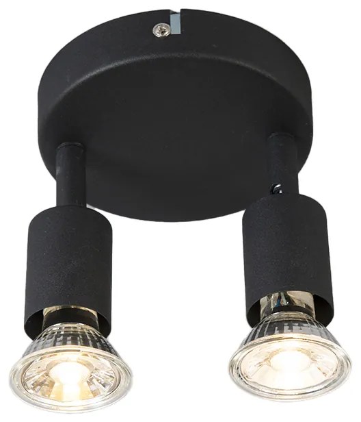 Spotlight industrial negru inclinabil rotund 2 lumini - Jeany