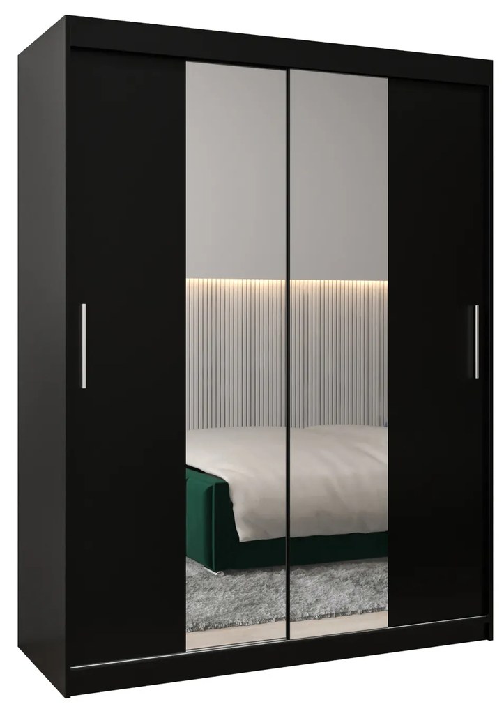 Dulap de haine 150 cm Toki 1 (negru mat + negru mat). 1064906