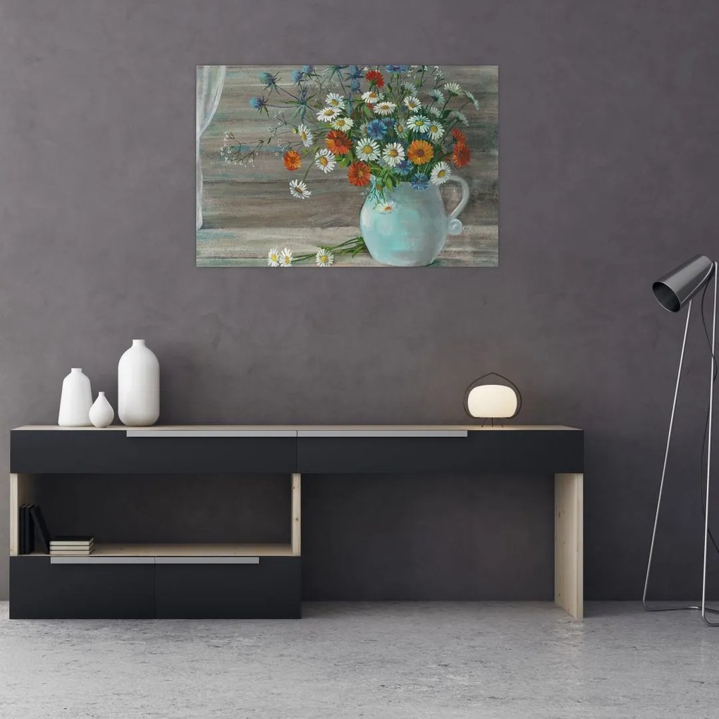 Tablou - Pictură în ulei, flori de câmp (90x60 cm)