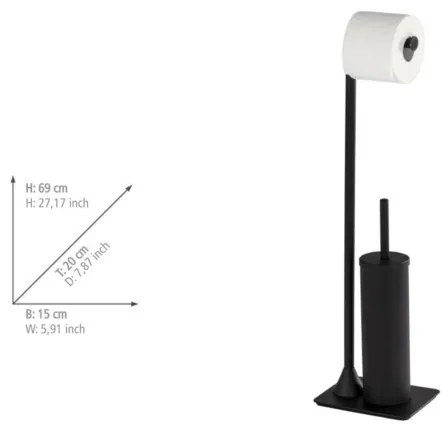 WENKO 23710100 - Perie WC HELLA, 15 x 69 cm, neagră