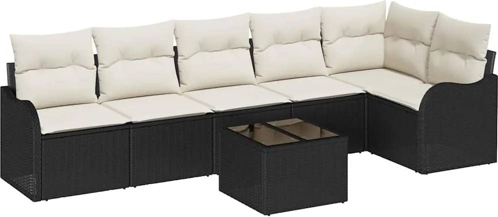 vidaXL Set de canapele pentru grădină cu pernă 7 pcs Maro Rattan poli