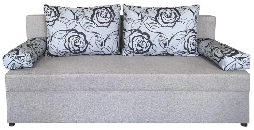 Canapea extensibila Odessa 185x85x80 cm, cu lada de depozitare, Grey Flower