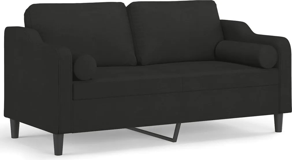 vidaXL Canapea cu 2 locuri cu pernuțe, negru, 140 cm, textil
