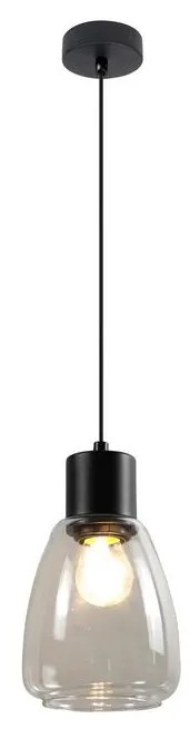 Lustră pe cablu MOLDO 1xE27/40W/230V negru/transparent