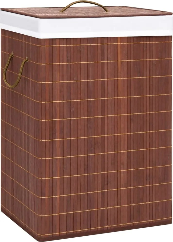 vidaXL Coș de rufe din bambus cu 2 secțiuni, maro, 72 L