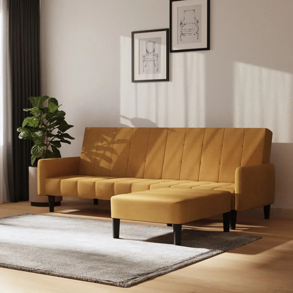 3080578 vidaXL Canapea extensibilă 2 locuri, cu taburet, maro, catifea