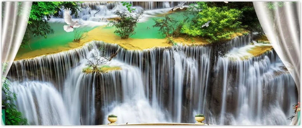 Tablou - Privire la cascade magice (120x50 cm)