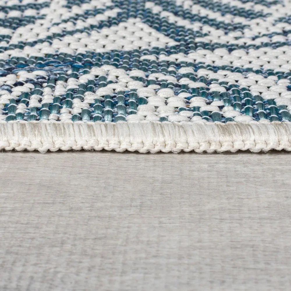 Covor pentru exterior și interior verde/albastru rotund ø 160 cm Bella Leaf – Flair Rugs