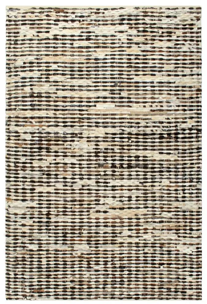 vidaXL Covor, piele cu păr natural, mozaic negru/alb, 80 x 150 cm