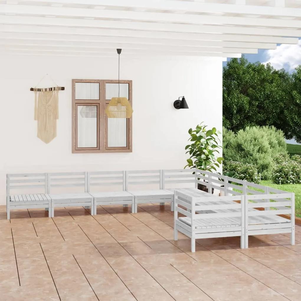 3083275 vidaXL Set mobilier de grădină, 10 piese, alb, lemn masiv de pin