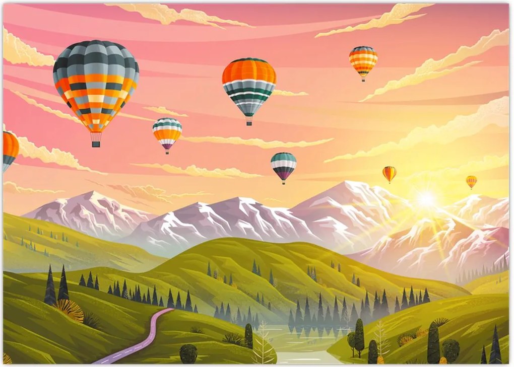 Tablou - Baloane deasupra unui peisaj (70x50 cm)