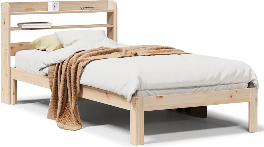 vidaXL Cadru de pat cu tăblie, 90x200 cm, lemn masiv de pin