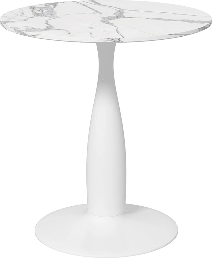 HOMCOM Masă rotundă, oțel vopsit electrostatic, MDF cu melamină, picioare antiderapante, 70 x 74 cm, Alb | Aosom Romania