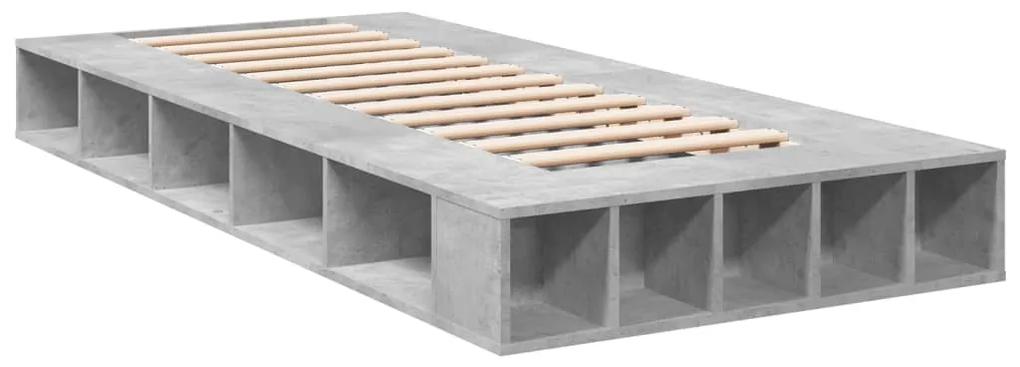 3280527 vidaXL Cadru de pat, gri beton, 90x190 cm, lemn prelucrat