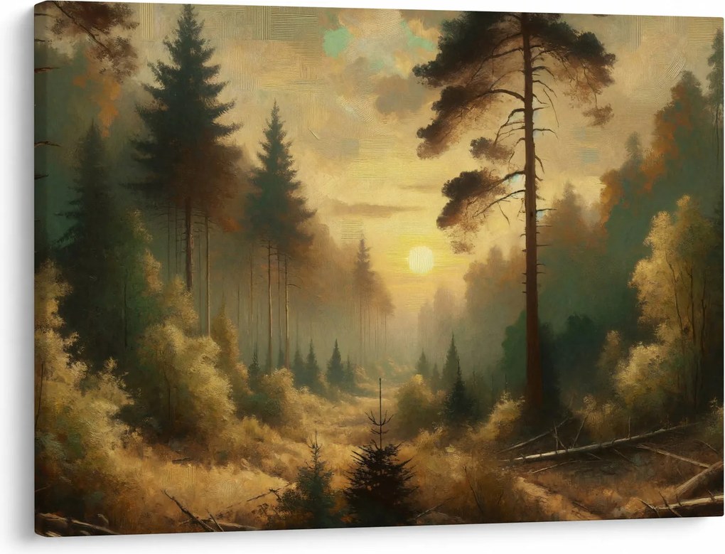 Tablou - Soare strălucind prin pădure (70x50 cm)
