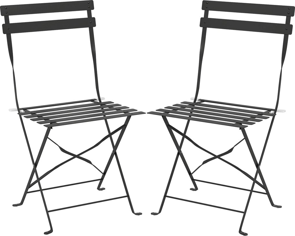 Outsunny Set de 2 Scaune de Grădină Pliabile cu Șezut cu Lamele | Aosom Romania