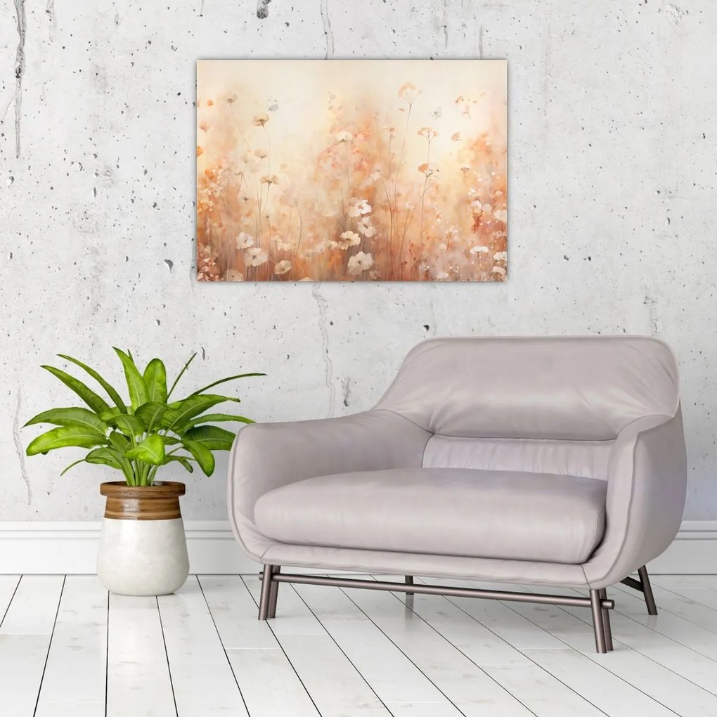 Tablou pe sticlă - Model de flori sălbatice (70x50 cm)