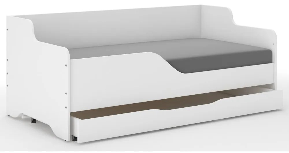 Pat universal pentru copii, alb, cu sertar, 160 x 80 cm