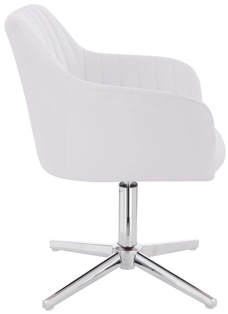 HC190CROSS Scaun Alb din Piele Ecologica cu Bază Cromata