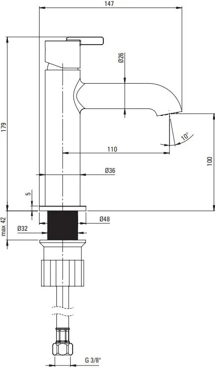 SILIA Baterie lavoar BQS_F20M Finisaj: oțel periat