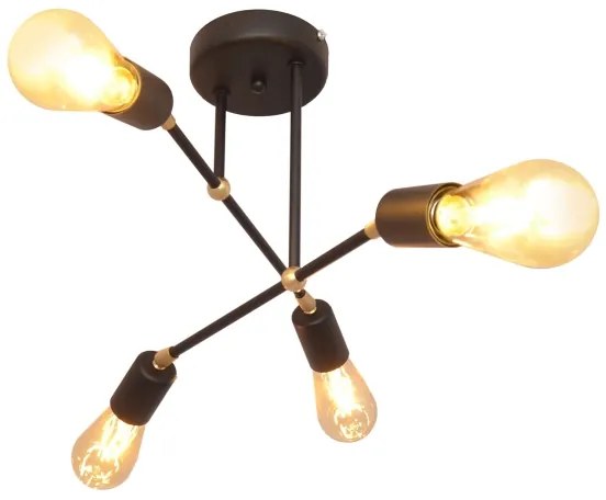 Lustră aplicată ROSETTE 4xE27/15W/230V neagră/aurie