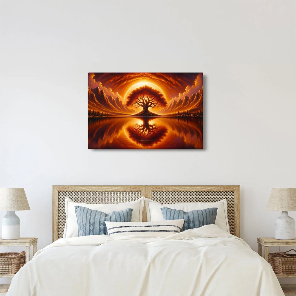 Tablou – Arbore în soare sângeriu (90x60 cm)