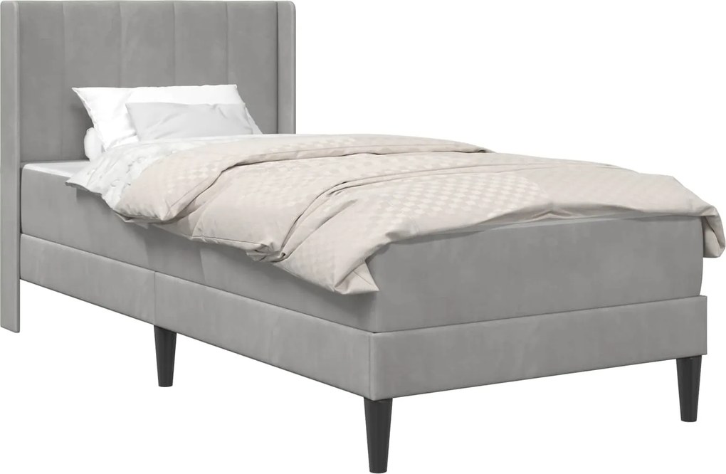 vidaXL Cadru de pat cu saltea Gri deschis 90 x 200 cm Catifea