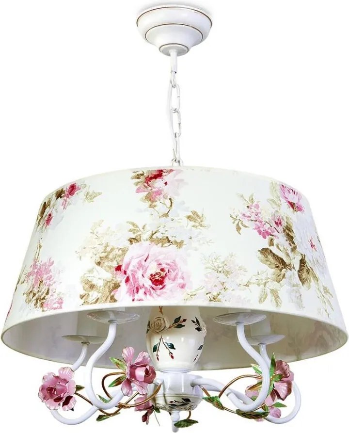 BRILAGI - Lustru suspendat pe lanț FLORENCE 5xE14/40W/230V alb/roz