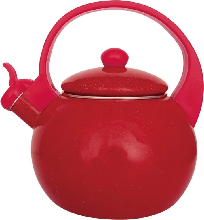 Ceainic cu fluier Kinghoff KH 2080, 2 l, interior emailat, compatibil cu plitele cu inducție, roșu