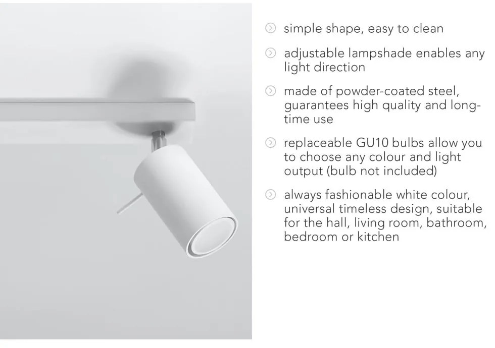 Plafonieră Sollux Etna, alb