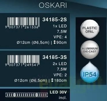 Stalp exterior IP54, H-90cm, LED Oskari 34185-2S GL