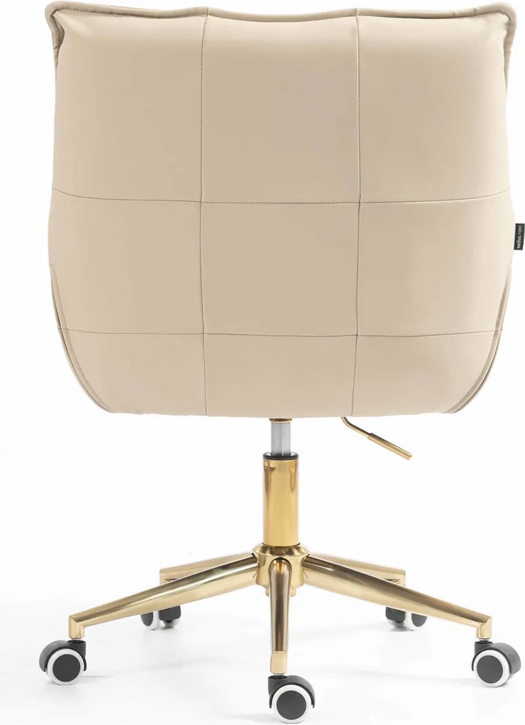 HR560K Scaun Crem Piele Ecologica Premium Soft cu Bază Aurie