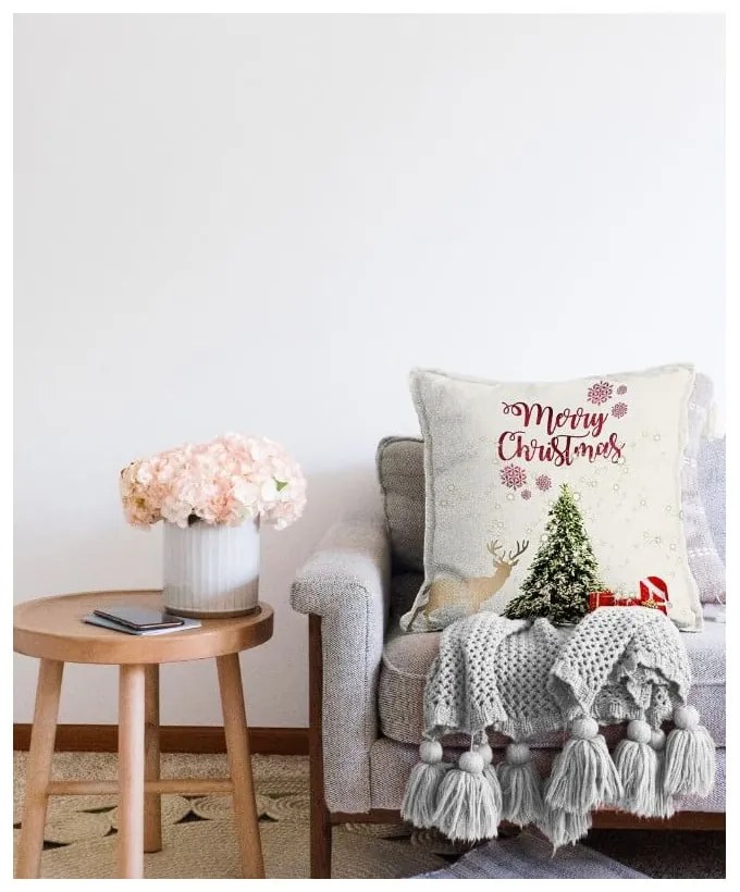 Față de pernă 43x43 cm cu model de Crăciun – Mila Home