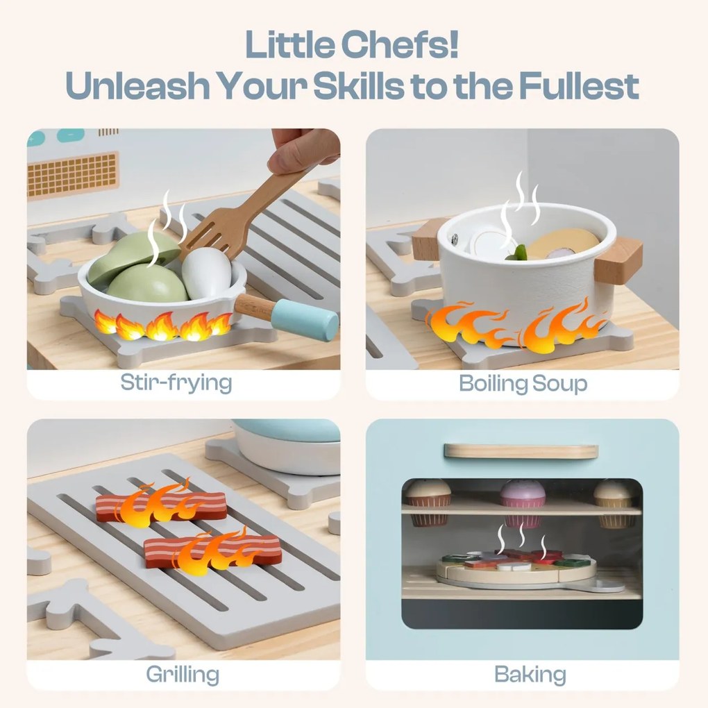 Bucatarie copii din lemn Series Albastru