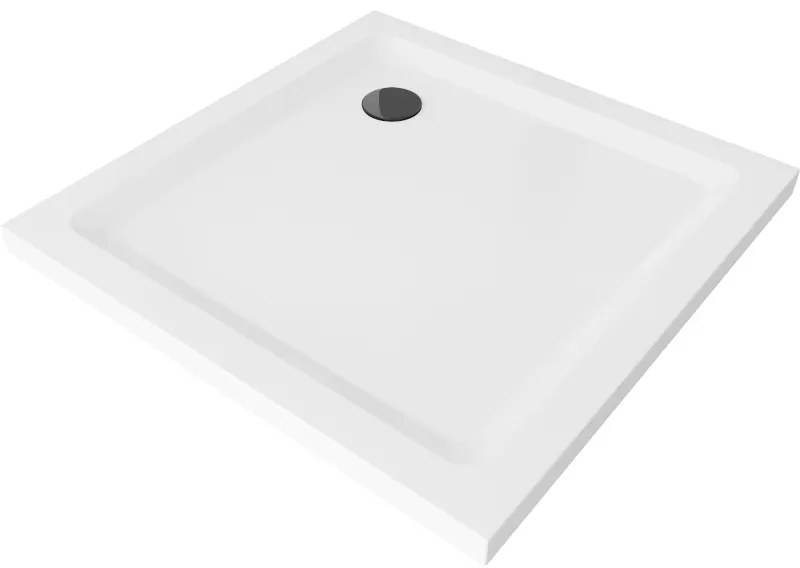 Mexen Flat cadă pentru duș pătrată slim 90 x 90 cm, Albă, sifon Neagră - 40109090B