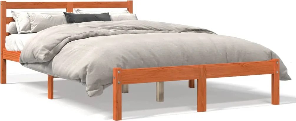 vidaXL Cadru de pat fără saltea, maro ceruit 150x200 cm lemn masiv pin