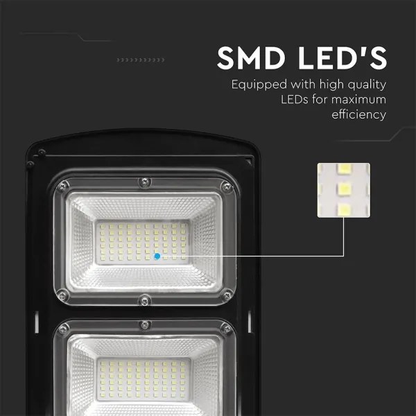 Lampă LED stradală solară dimabilă LED/8W/3,2V 6000K IP65 9000 mAh + telecomandă
