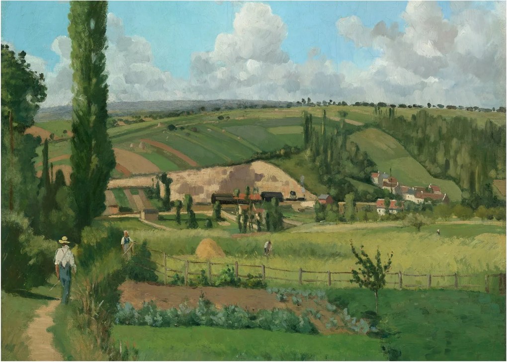 Tablou pe sticlă - Camille Pissarro, Landscape at Les Pâtis, Pontoise, reproducere (70x50 cm)