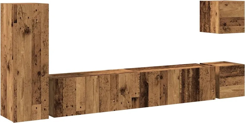 vidaXL Set dulap TV 5 piese montat pe perete lemn vechi lemn prelucrat