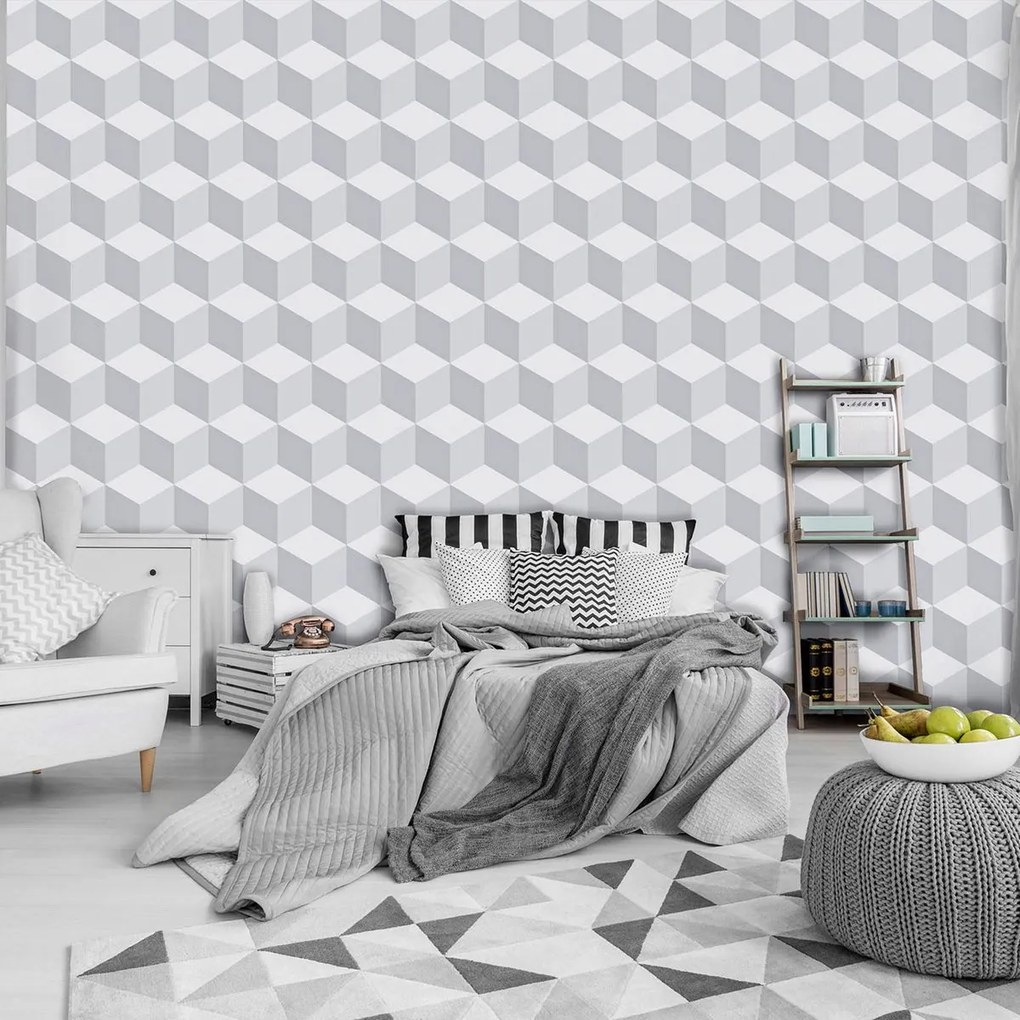 Fototapet - Mozaic - 3D alb (152,5x104 cm)